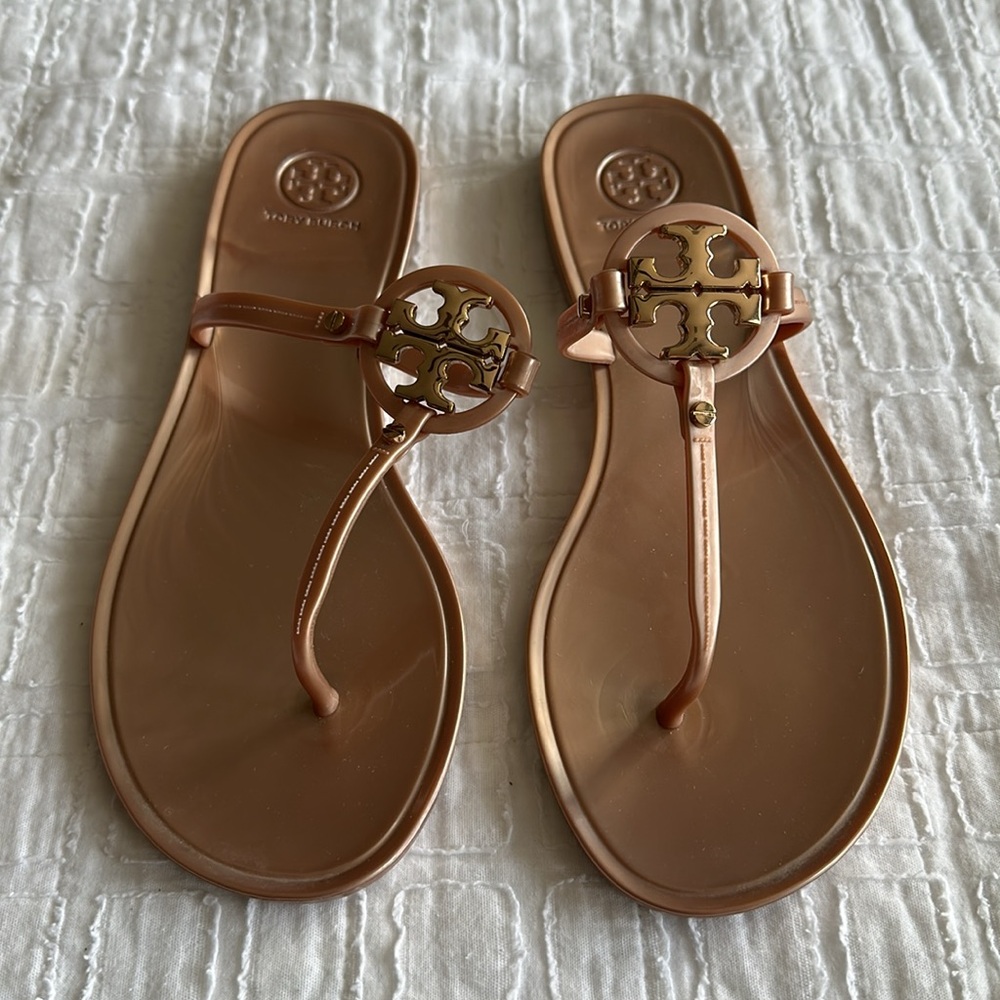 Tory Burch Rose Gold mini miller jelly Sandals size 9 - Picture 5 of 5